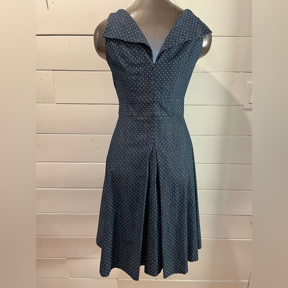 💙 CHRISTIAN CHENAIL Polka Dot Sleeveless Dress – Size 6 - Picture 4 of 14